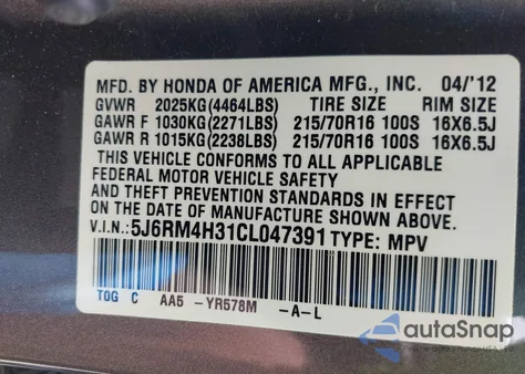 2012 Honda Cr-V Lx from USA, damaged, VIN 5J6RM4H31CL047391